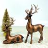 2 Packs Copper Animal Reindeer Figurines Resin Art Deco Decor for Home Sitting & Standing Elk Statues
