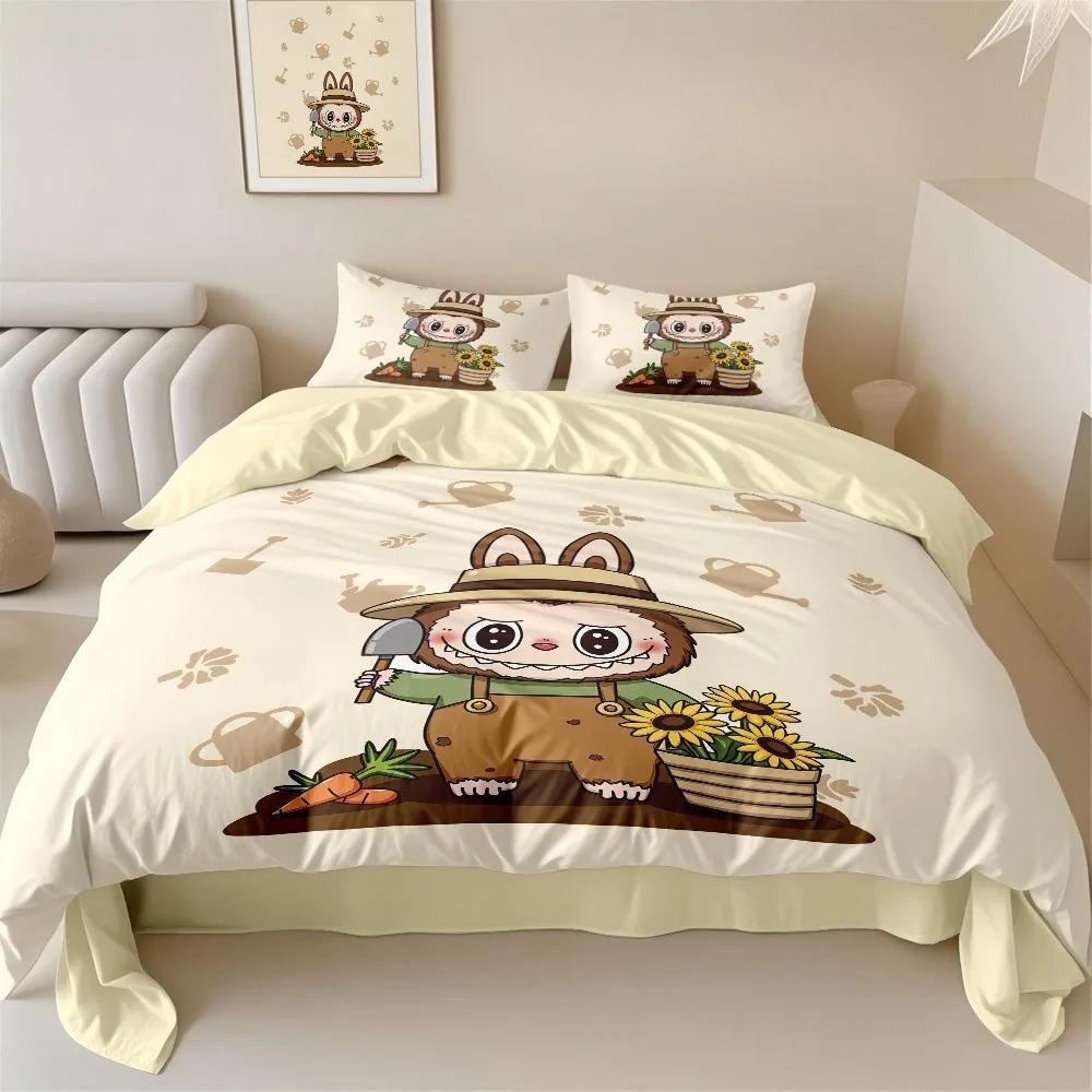 Милый комплект постельного белья бубу из 2/3 предметов для спальни, Детский подарок, Подростковый, Взрослый, Микрофибра, Двуспальная кровать, Пододеяльник на молнии, Декор для комнаты