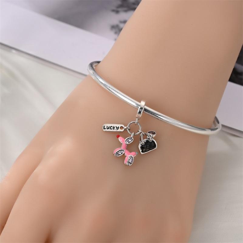 S Copper Charms Beads Pendant Dog Animal Beads Safety Chain Fit Original Bracelet Charms Women Jewelry