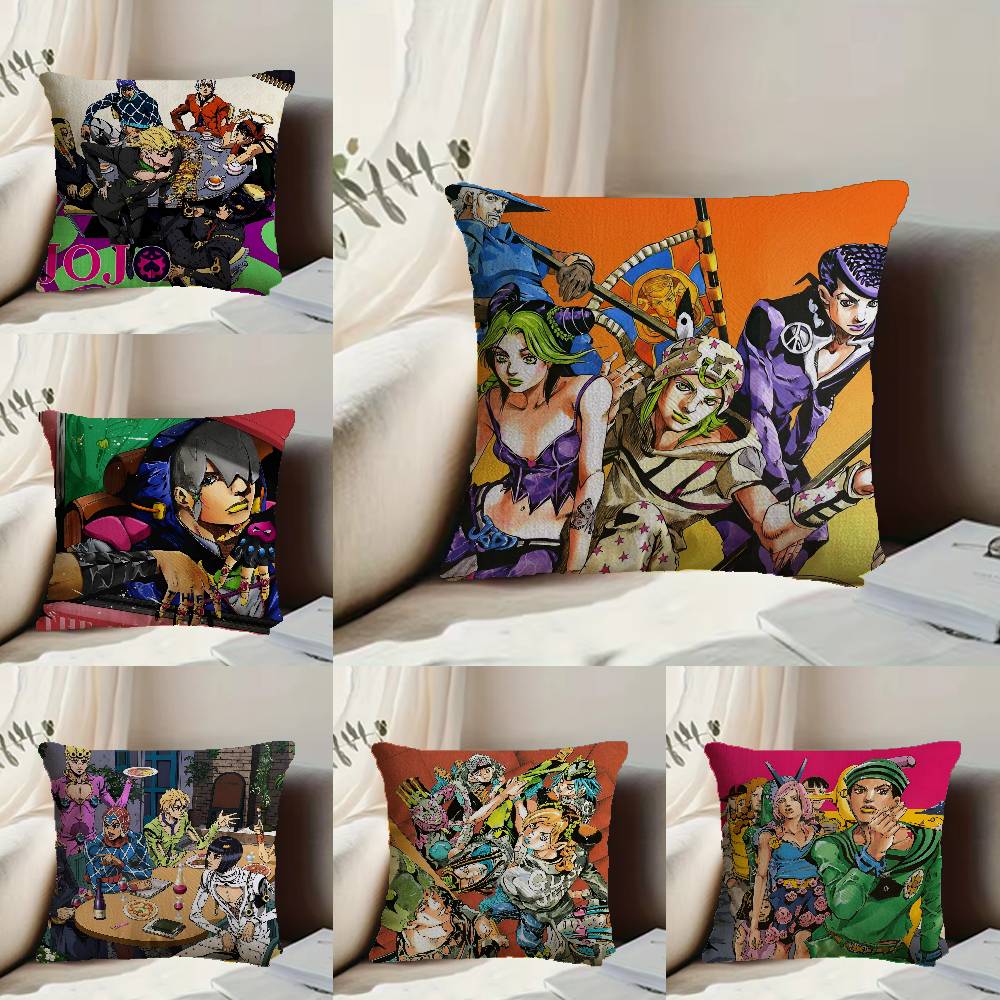 Чехол на подушку с принтом из аниме JoJo Family, пылезащитный чехол на подушку, скрытая молния, шелковистый короткий плюш, чехол на диванную подушку