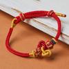 Guaranteed Success Koi Wenchang Red String Hand-Woven Bracelet with Gold Beads for Men, Women, and Students