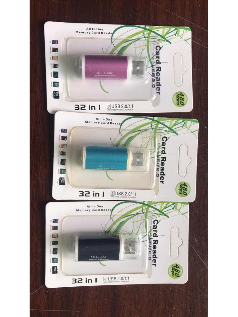 Colorful Aluminum Alloy USB 2.0 High-Speed Mini 4-in-1 Card Reader