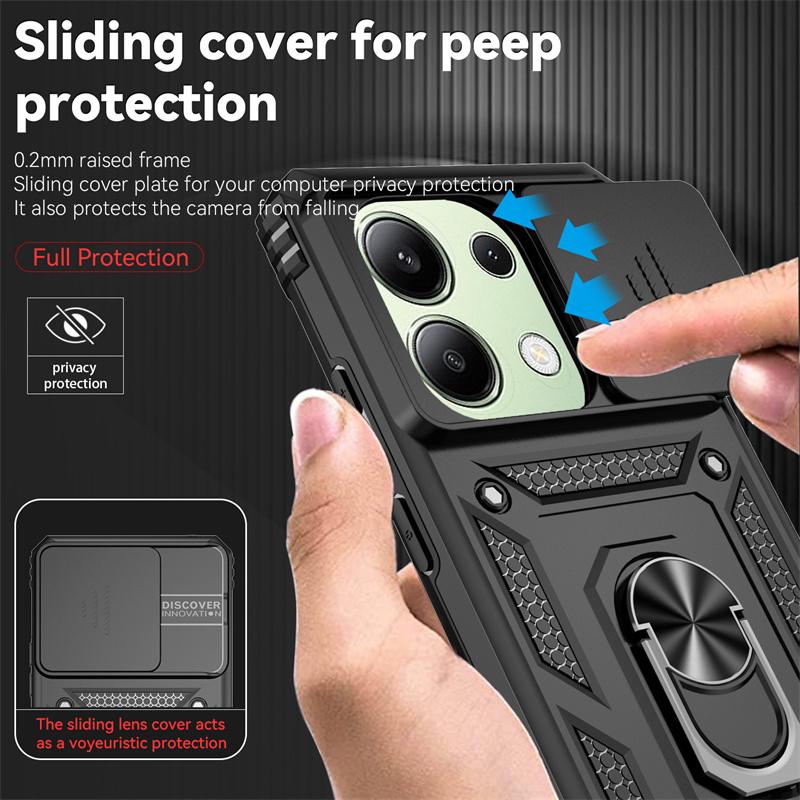 For Xiaomi Redmi Note 13 Pro 4G Case Magnet Holder Ring Stand Armor Funda for Redmi Note13 Pro 13Pro 4G Slide Lens Protect Cover
