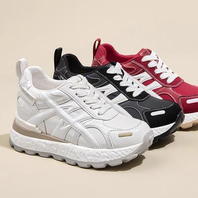 Кожаная женская обувь с внутренней высотой, увеличивающей рост, см, повседневные кроссовки для папы, детская осенняя новинка, кроссовки на платформе для бега