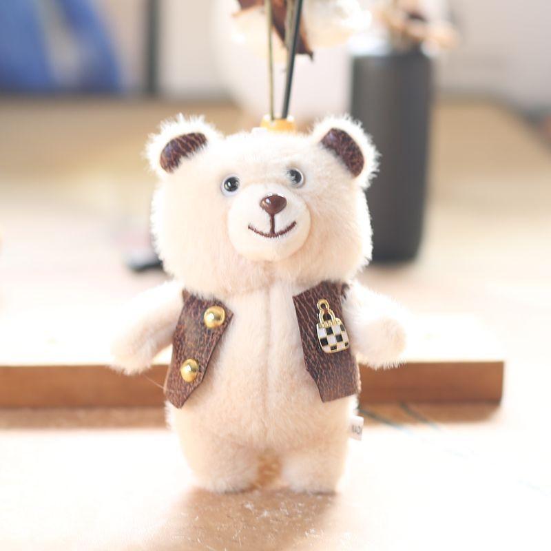 Cuddly Bear Sweet Plush Pendant Keychain Ideal For Stylish Backpack Decorations In Gray White Brown