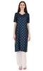 Printed Kurti For Women Short Sleeve Knee Length Polyester Kurta Top