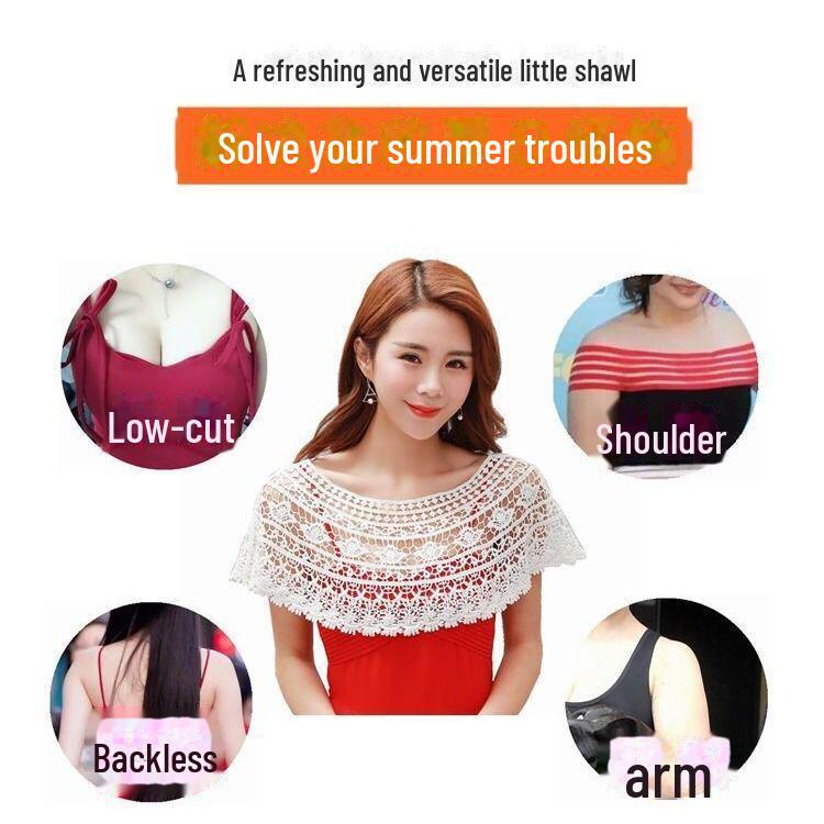 Korean Style Lace Shawl Blouse - Sleeveless Summer Vest