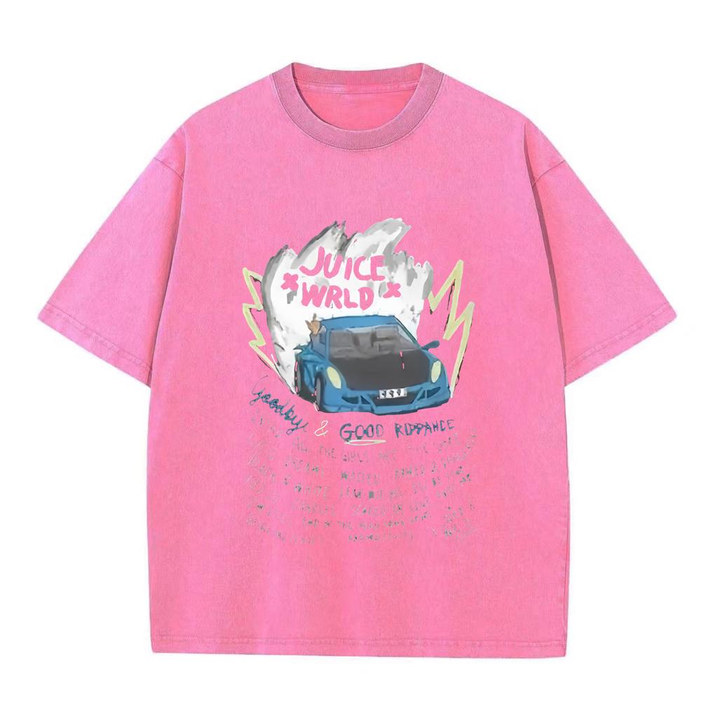 Ретро стираная винтажная футболка мужская и женская рэперская футболка Juice Wrld с капюшоном ретро стираная винтажная футболка
