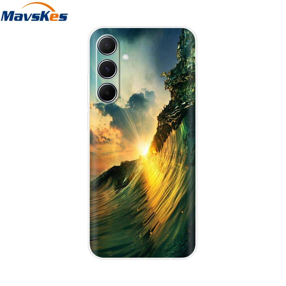 Чехол для Samsung Galaxy M35 5G Милый Кот Цветок Расписные Чехлы для Телефона Для Samsung M35 Чехол M 35 SM-M356B Силиконовый Прозрачный ТПУ Fundas