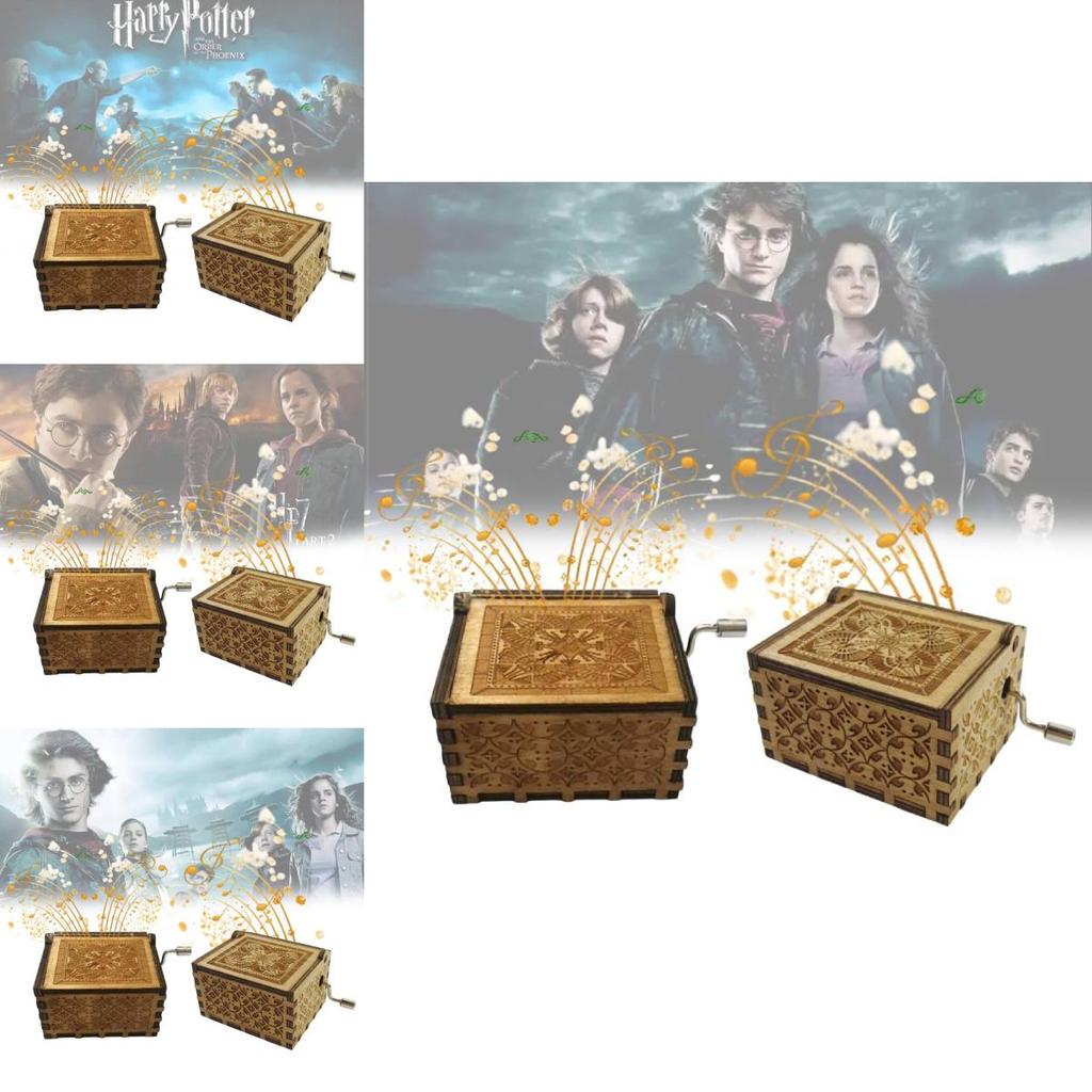 Harry Potter And The Sorcerers Stone Wooden Music Box With Carving For Gift Giving Special Characters Included