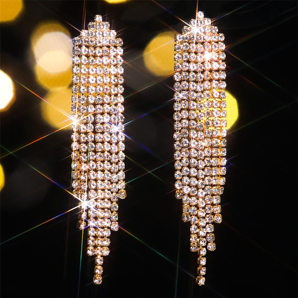 Temperament Luxury Long Tassel Earrings Shiny Elegant Tud Earrings Women's Earrings