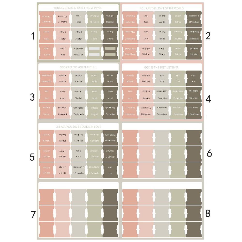 120PCS Laminated Laminated Bible Tabs Colorful Scripture Organization Tabs Book Index