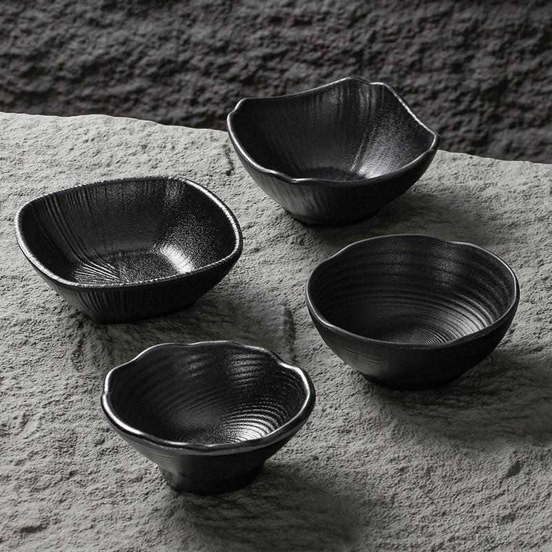 Меламиновые миски для соуса Hot Pot, соусницы с соевым уксусом, черные блюда для ресторана, маленькие суповые тарелки, кухонная утварь