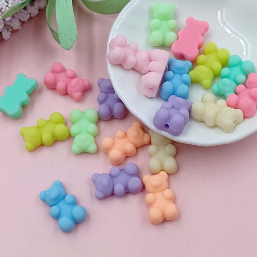 Высокое качество 20 шт. однотонных резиновых бусин 18*11 мм браслеты в форме медведя изготовление украшений своими руками ожерелье милые бусины в форме медведя