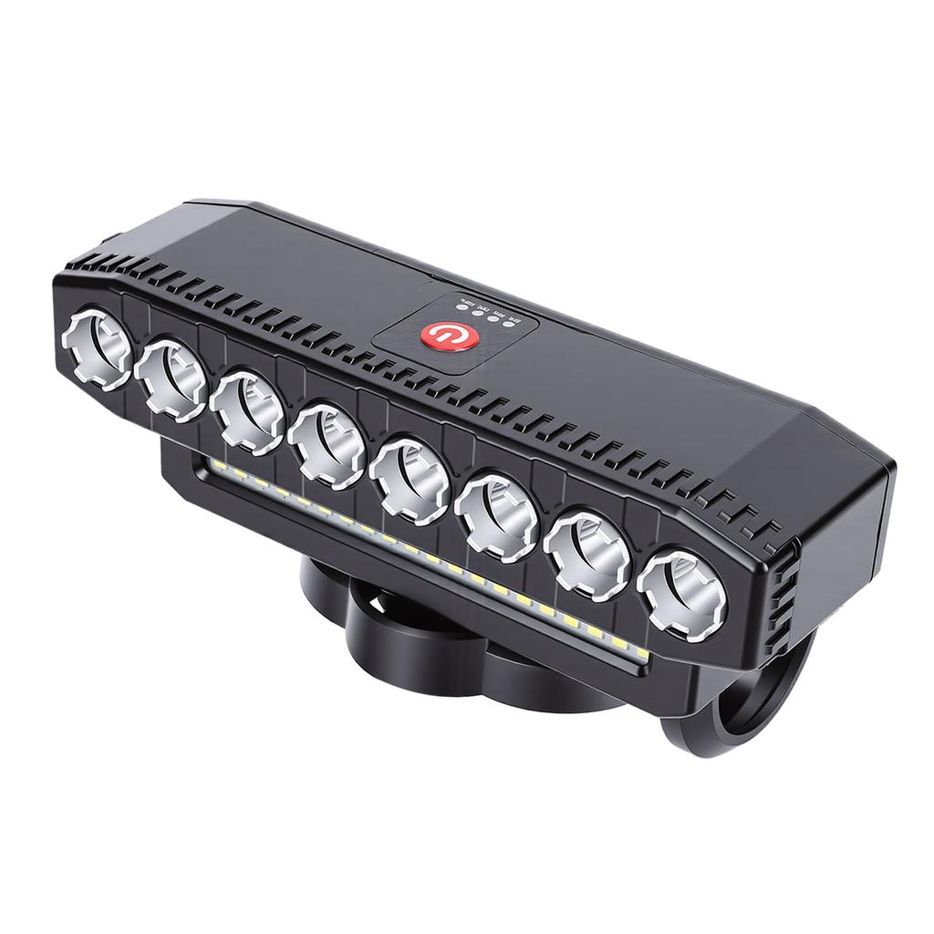 Bike Light 8 LED USB Rechargeable Headlight with Horn 6 Modes Water Proof Super Bright for Mountain Off Road Cycling