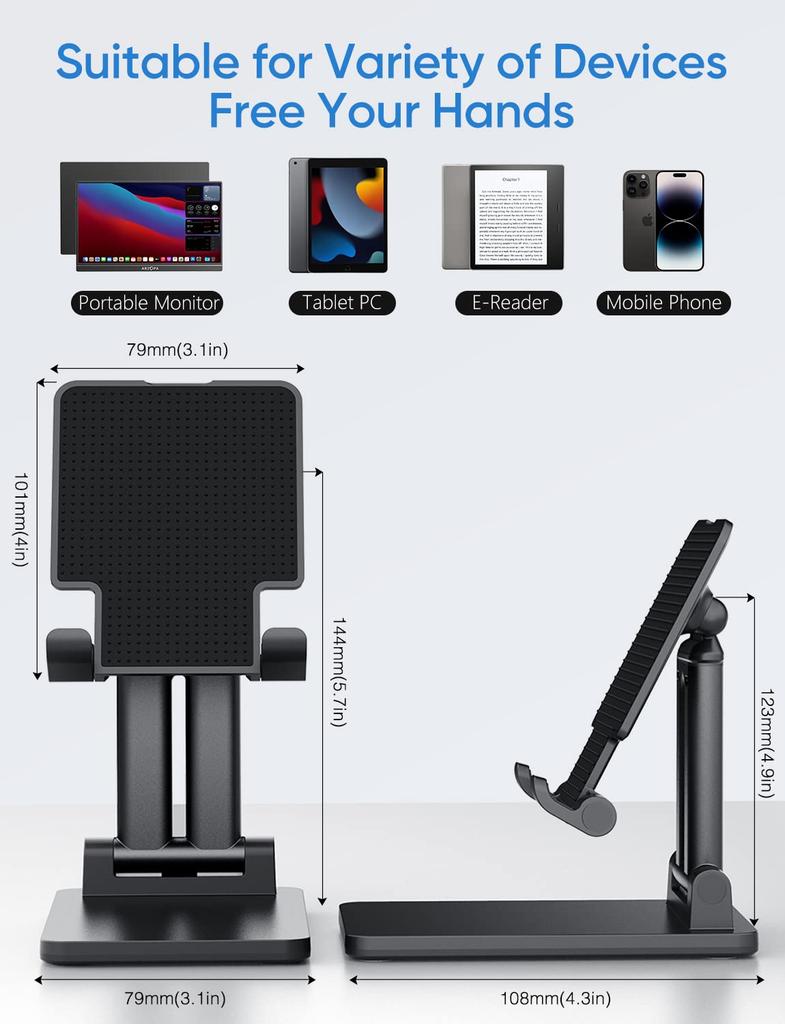 ARZOPA Portable Foldable Portrait or Landscape Height Ergonomic Aluminum Alloy Portable and Easy To Compatible with iPad iPad Game and Inch Tablet,