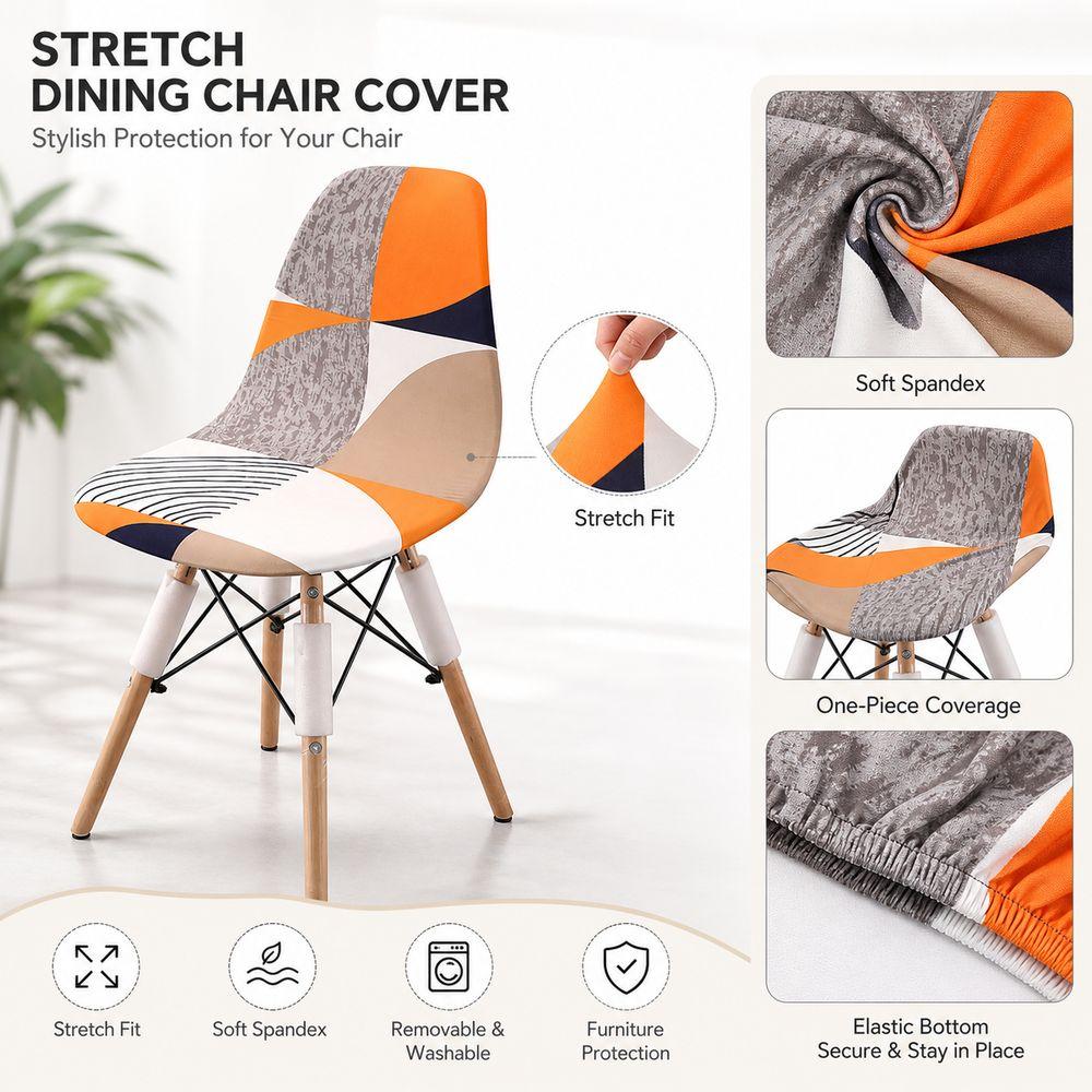 Printed Pattern Dining Chair Cover Stretch Fabric Fitted Chair Slipcover Desk Chairs