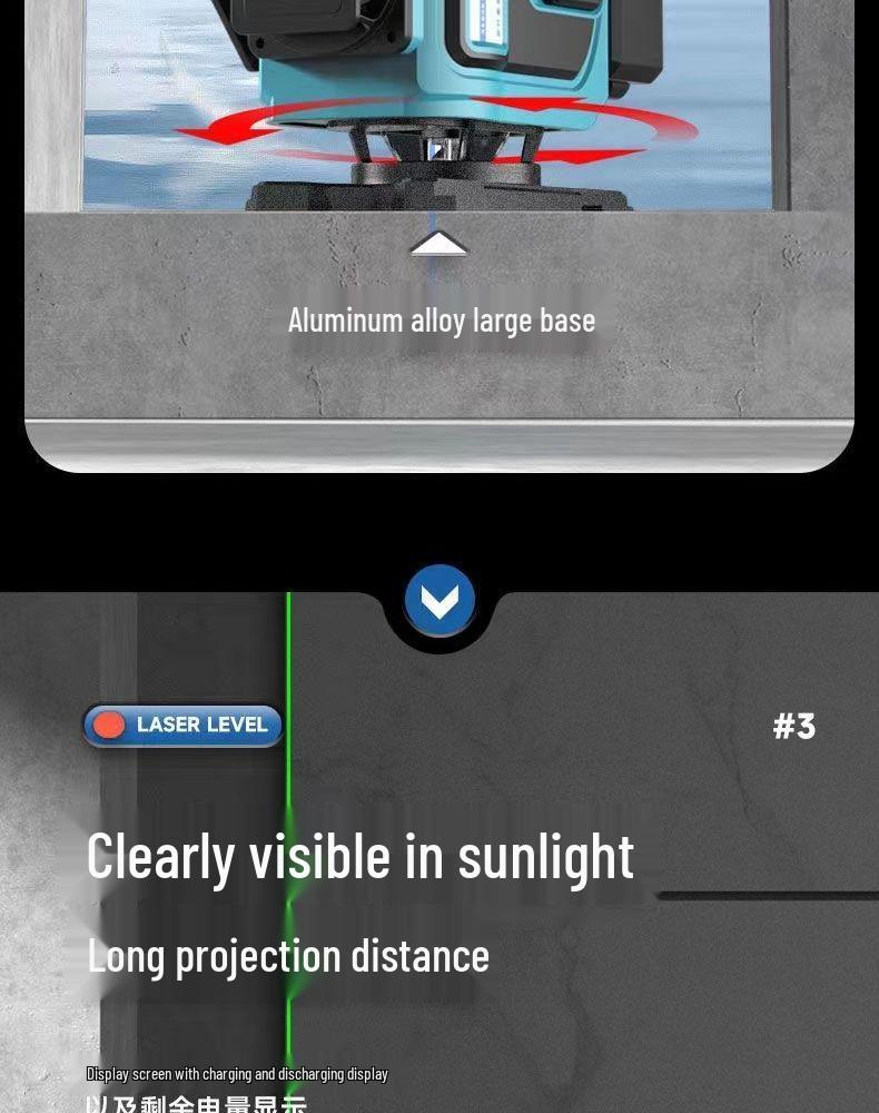 Infrared Laser Level with 16 High-Precision Lines, Automatic Leveling