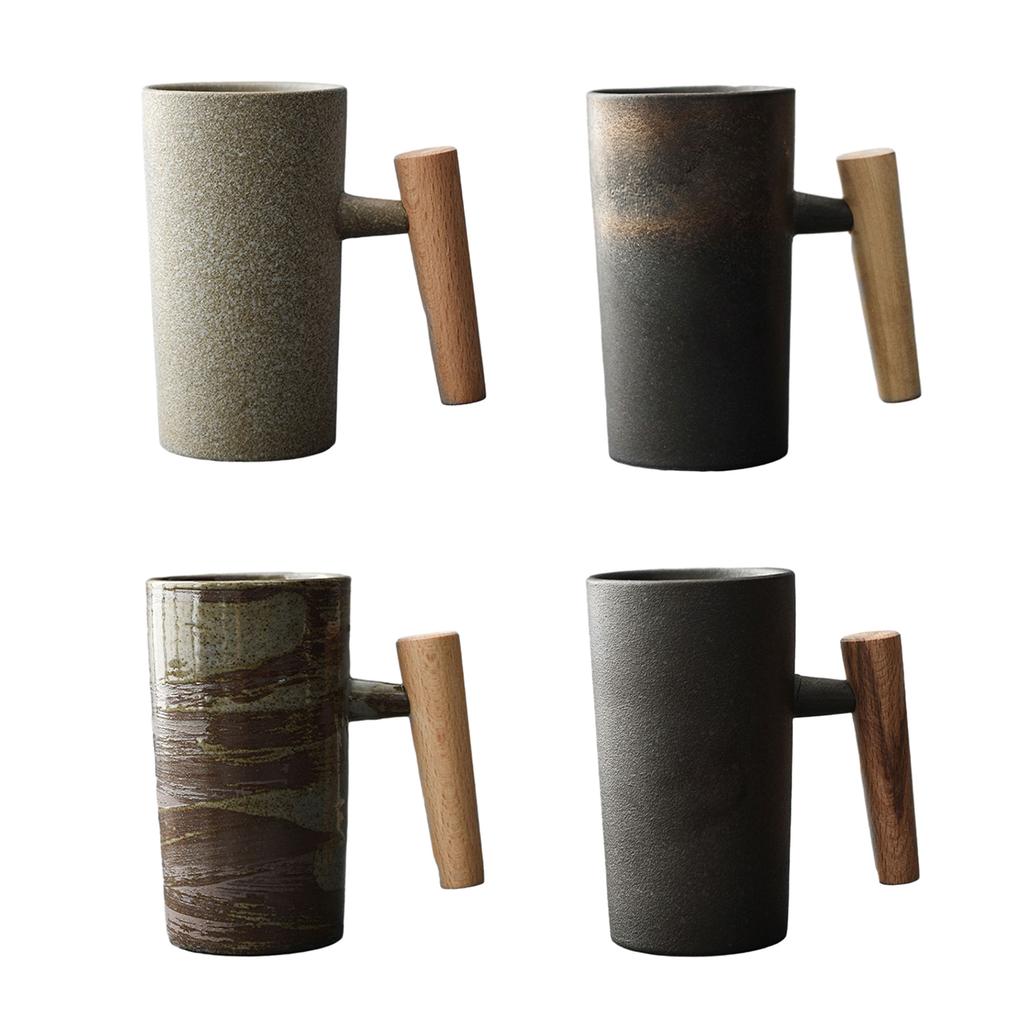 Японская чашка для кофе ручной работы, винтажная чайная чашка с деревянной ручкой, кружка, личность, пара, бытовая чашка для воды, каменная керамика, подарок