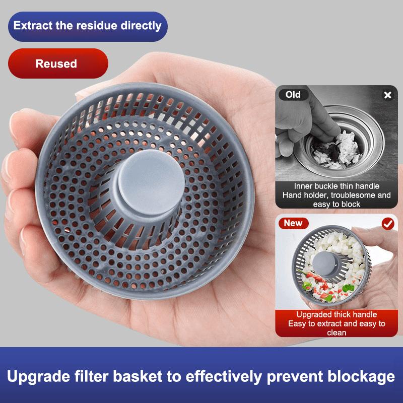 Kitchen Sink Strainers With Handle Stopper Sink Drain Basket Stainless Steel Mesh Filter Waste Hole Trap Strainer