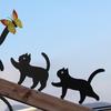 Yousheng Garden Cat Signs Metal Black Cat Silhouette Statues Bird Repellent Outdoor Decor Cat Mother And Kids Signs for Yard Lawn Decorations