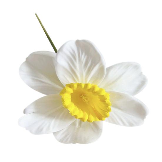 Artificial Daffodil Flowers 15 Inch Length Fake Silk Narcissus Flower Yellow White Faux Flower Bouquet for Floral Arrangement Spring Home