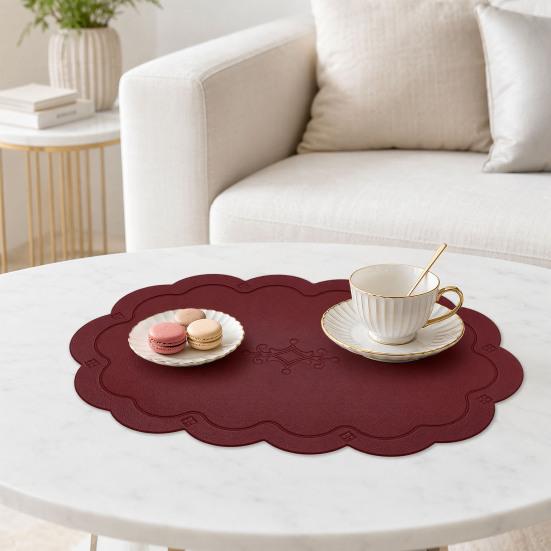 2 Pcs Leather Placemats with Embossment Design No-Slip Heat Resistant Table Mats