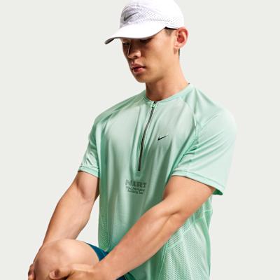 Men's Nike Running T-Shirts Men's Arctic Green Crew Neck Moderate Straight Fit