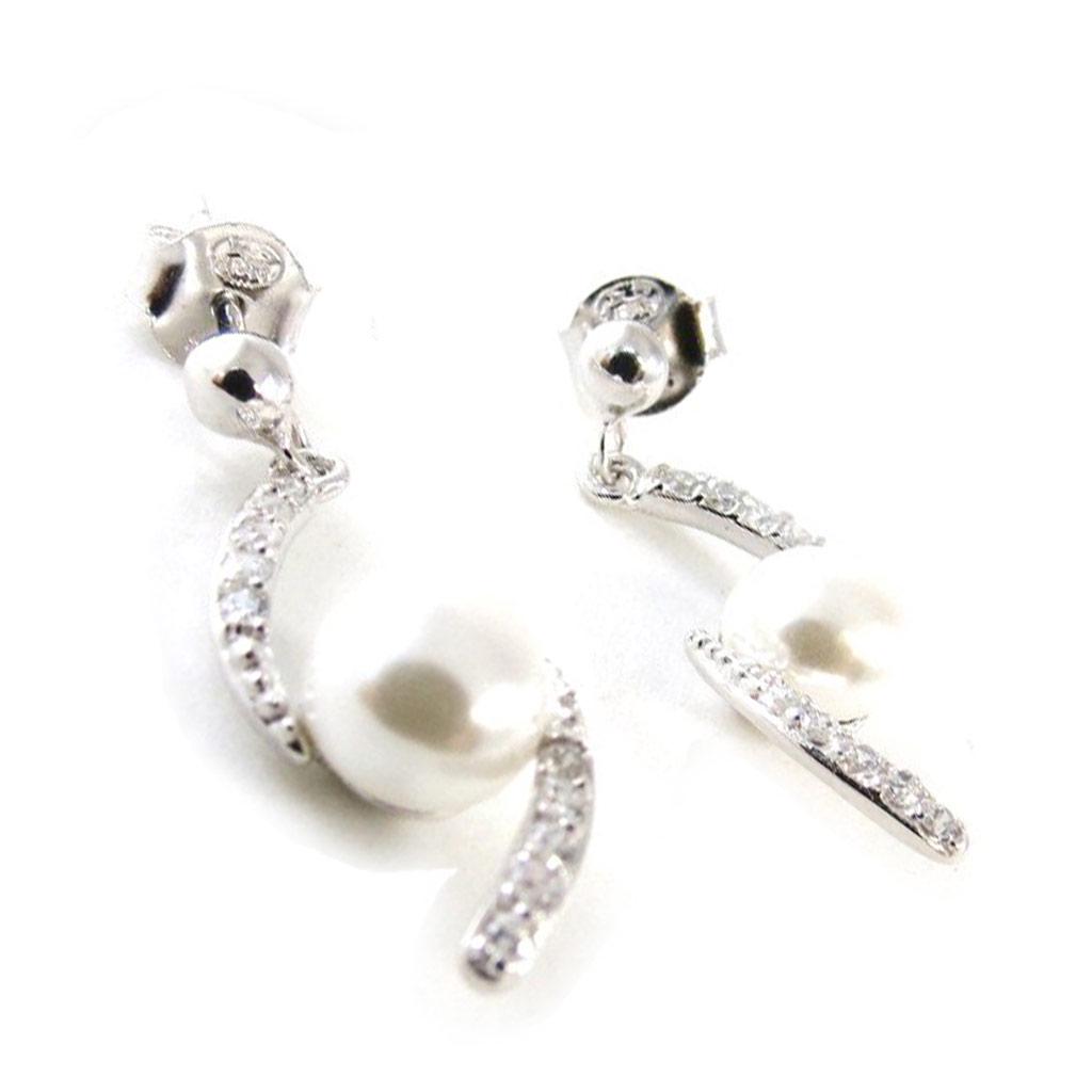 Les Trésors De Lily [I9852] - Серьги серебряные "Сисси" серебристо-белые (родиевое покрытие) - 25х10 мм