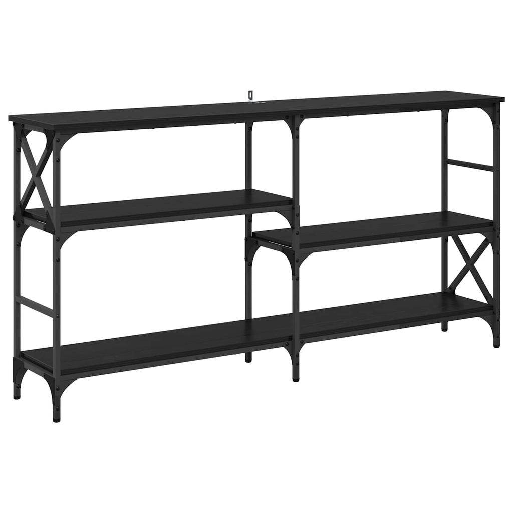 Console Table with Shelf Black Oak Effect 150 x 29 x 76.5 cm