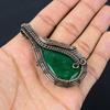 Lab-Created Emerald Gemstone Pure Copper Wire Wrapped Handmade Pendant Jewelry