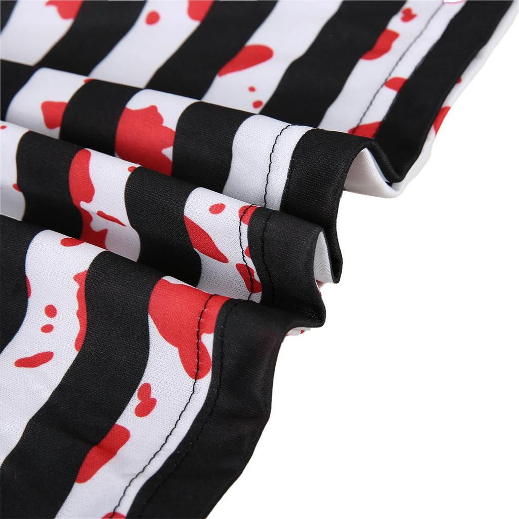 Полосатый костюм заключенного на Хэллоуин для детей и взрослых - Тема ужасов для Фестиваля призраков с дизайном пятен крови