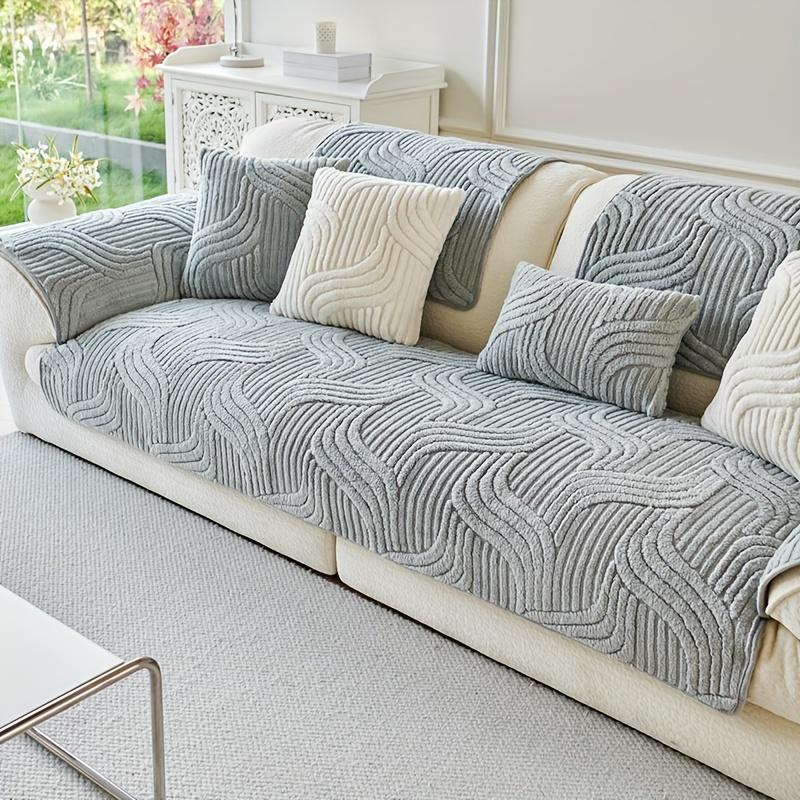 Утолщенный плюшевый чехол для диванной подушки, противоскользящий, роскошный, двусторонний, чехол для дивана, зимний домашний декор, машинная стирка, нескользящий протектор сиденья для дивана, кресла