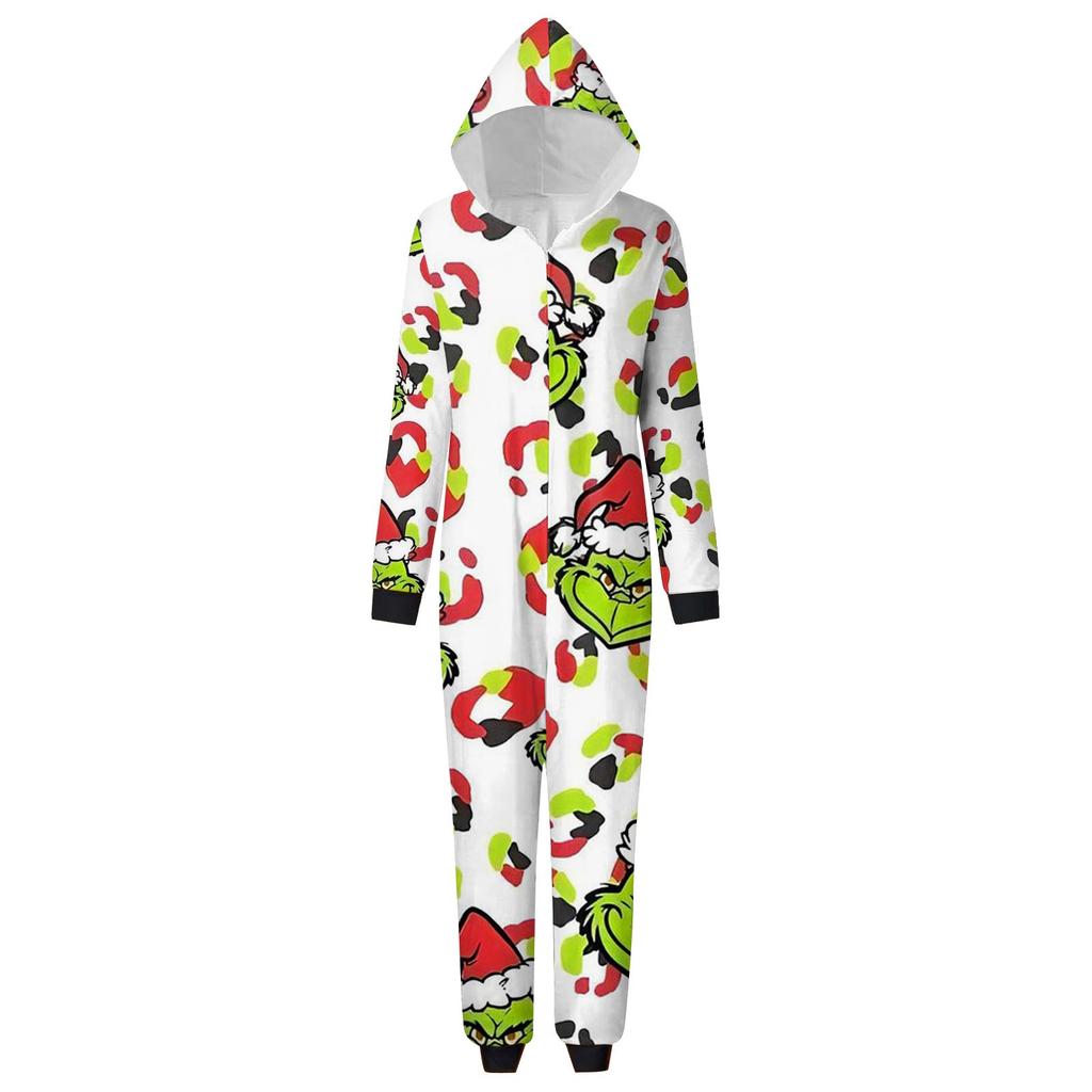 Домашняя одежда для родителей и детей с капюшоном и застежкой-молнией с принтом «Рождество»