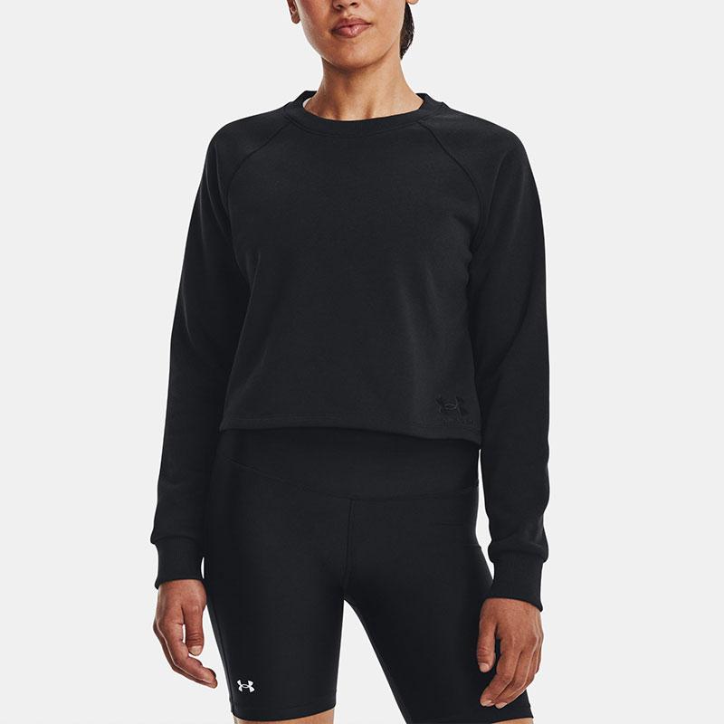 Under Armour Футболка с коротким рукавом Terry Crop Solid Color Pullover, женские топы, черный цвет 1378650-001