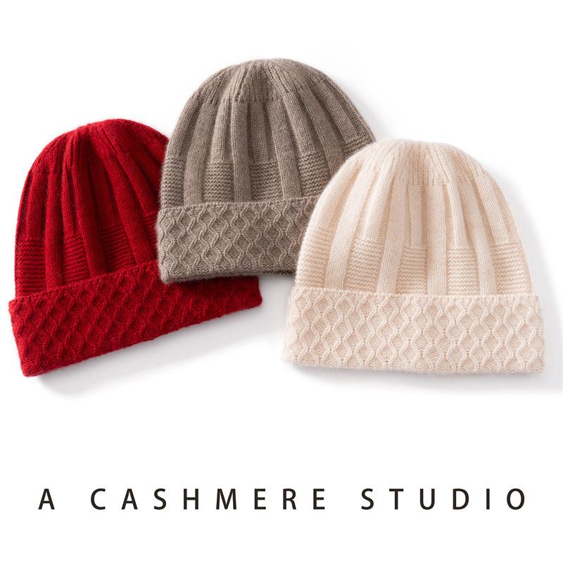 Autumn and winter thickened cashmere hat women's cashmere hat knitted hat pullover headgear pile hat cold hat