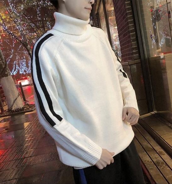 Мужской вязаный свитер осень-зима повседневный тонкий трикотаж с высоким воротом мужские свободные свитера пуловеры