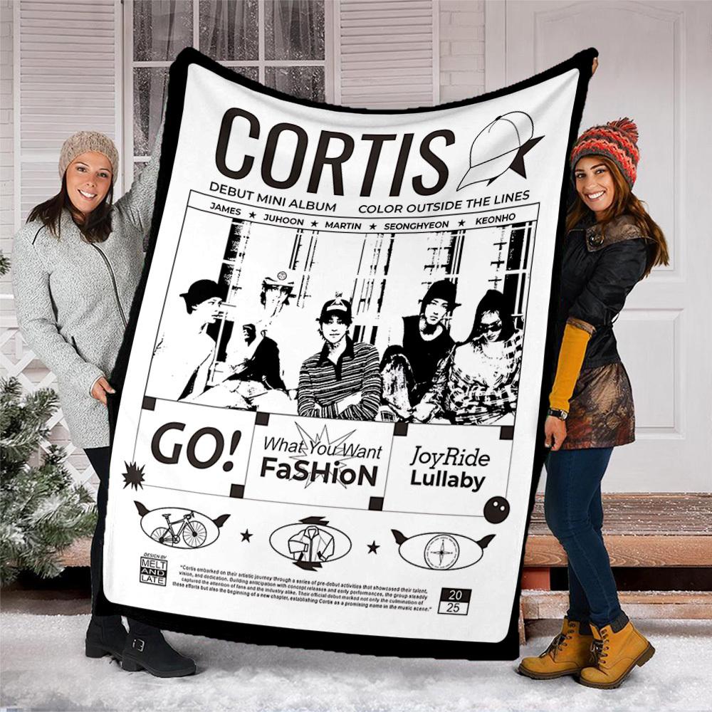 1 шт. K-pop, Cortis Уличный мягкий плед Ультраплюшевый, Теплый, Универсальный и Простой в уходе для кемпинга, и