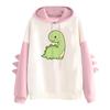 Women's Printed Contrasting Dinosaur Loose Casual Hoodie