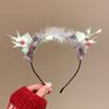 Glowing Elk Hair Hoop LED Christmas Headband Plush Glowing New Year Headband Antlers Headband  Kid