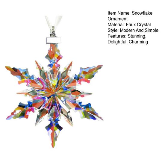 Faux Crystal Snowflake Ornament Sparkly Clear Faceted Snowflake Christmas Tree Ornament for Winter Wonderland Decoration Holiday Party Favors