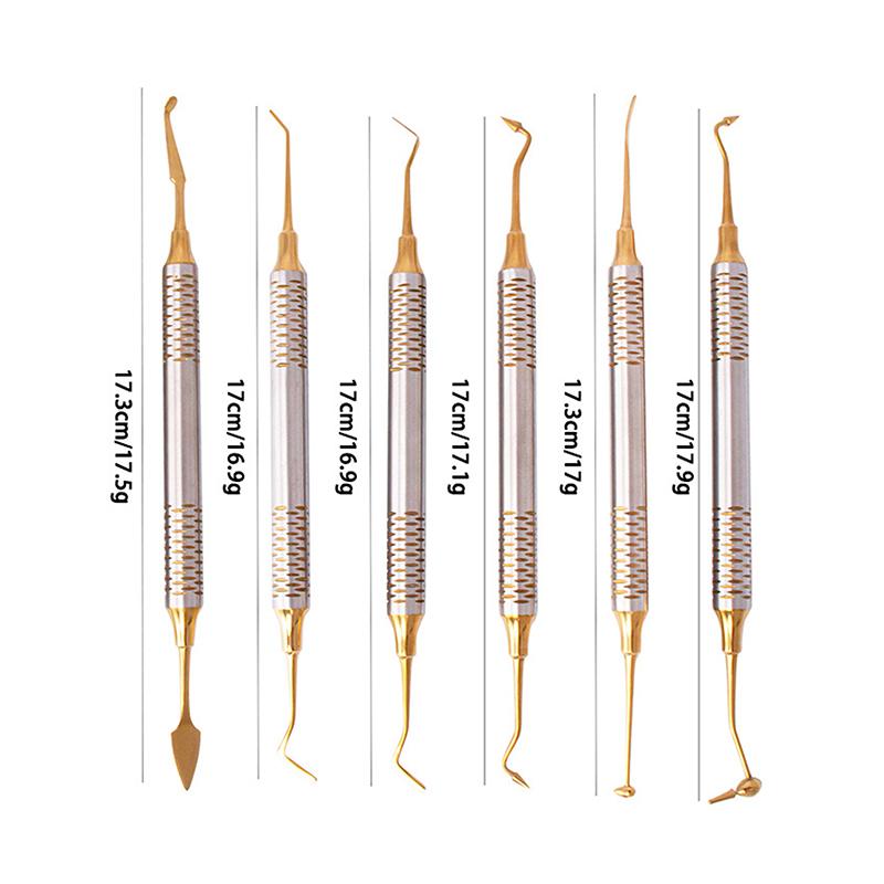 6Pcs Dental Composite Resin Filling Spatula Double Heads Mixing Carving Spatula Titanium Plated Head Filler