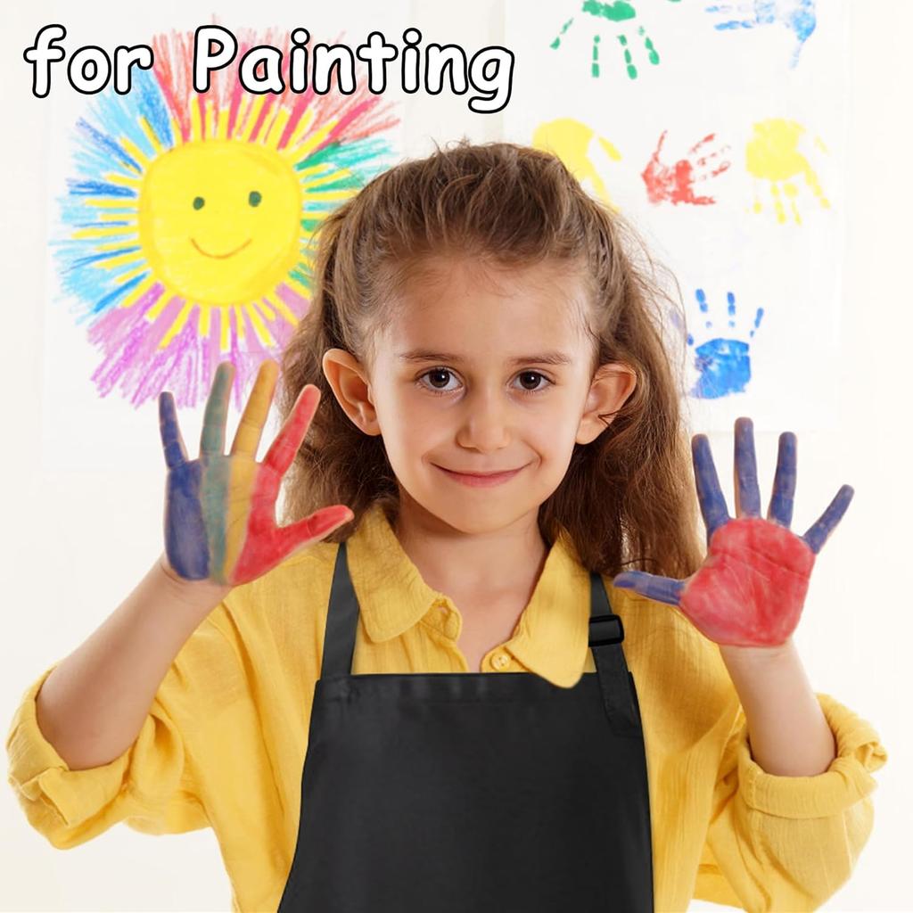2Pcs Kids Aprons Children Artists Aprons with Pockets Adjustable Chef Aprons for Cooking Kitchen Backing Painting