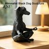 Funny Desk Accessories for Office 3D Printed Meditating Dog Statue, Zen Sitting Puppy Figurine Contemporary Black Home Decor, Creative Animal