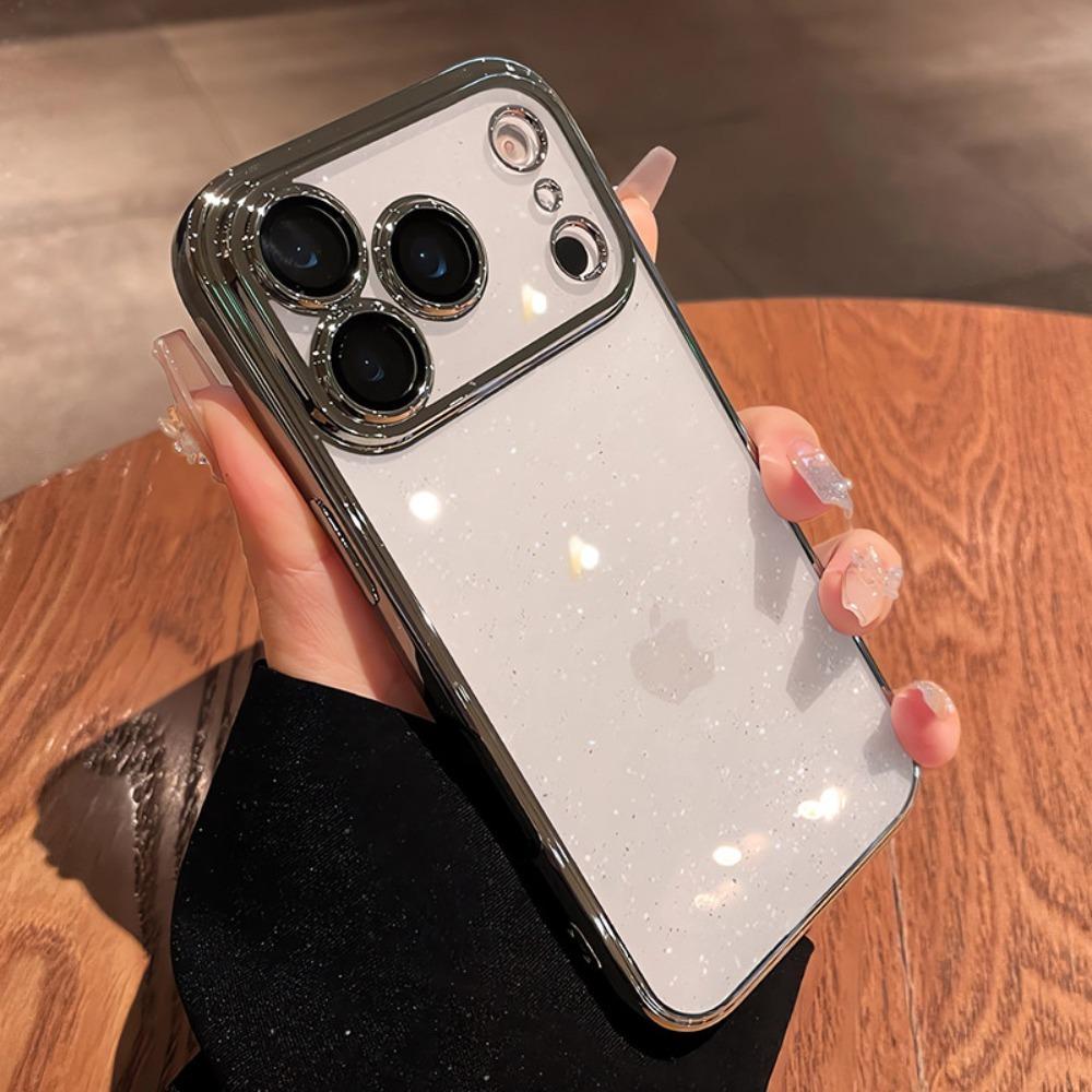 Роскошный прозрачный чехол для телефона с блестками для iPhone 17 16 15 14 13 Pro Max 17Pro Air Pating Бампер Защита камеры Прозрачная задняя крышка