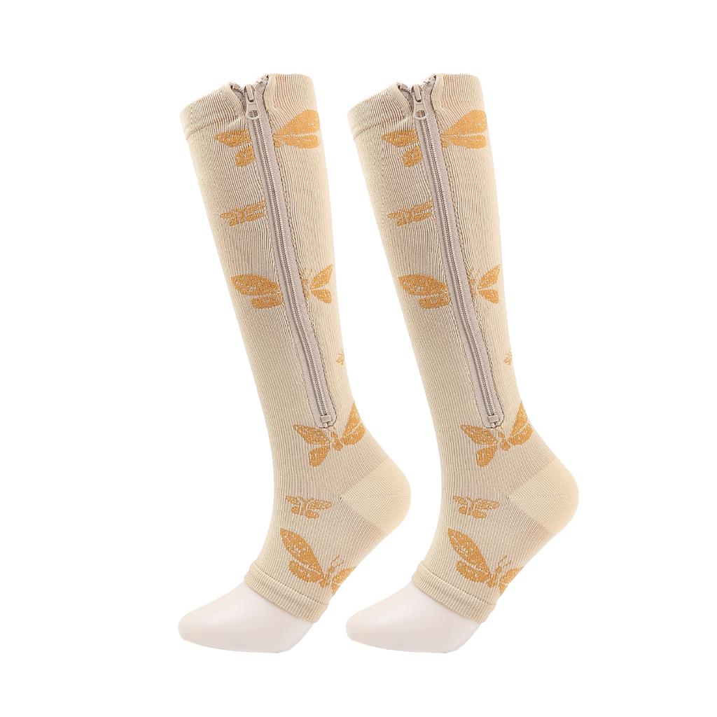 Zippered Compression Socks Thigh-High Zipper Toeless Design Compression Stockings for Men & Women High Quality Nylon Fabric