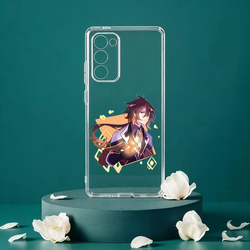 Чехол для телефона Zhongli Genshin Impact для Samsung Galaxy S24 S25 S23 S22 S21 Plus S24 S25 Прозрачный чехол
