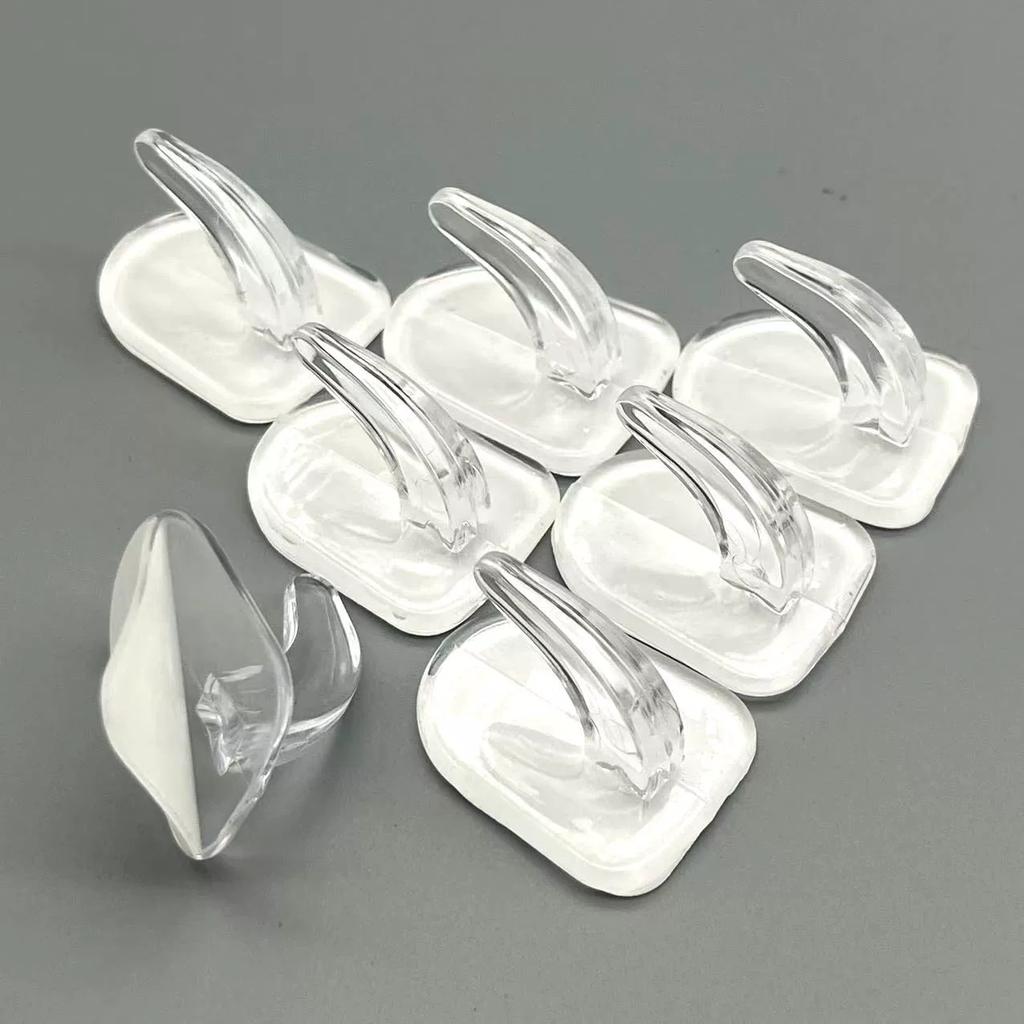 Transparent Strong Adhesive Mini Hook for Kitchen Door Bathroom Mirror Cabinet Jewelry Storage Non-Marking No Punching Required