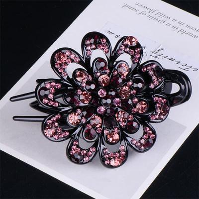 Заколка для волос Flower Style Rhinestone Grip для женщин Three Teeth Duckbill Clip Updo Headwear Hair