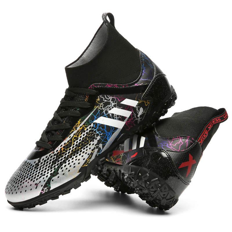 Новые бутсы с высоким верхом, мужские AG длинные шипы искусственный газон TF шиповки для тренировок детские мужские и женские кроссовки